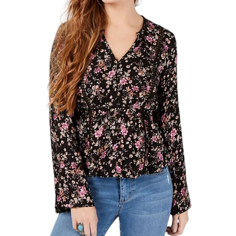 Crochet-Trim Floral Top | Medium